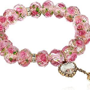 Betsey Johnson Tzarina Pink Beads Stretch Bracelet
